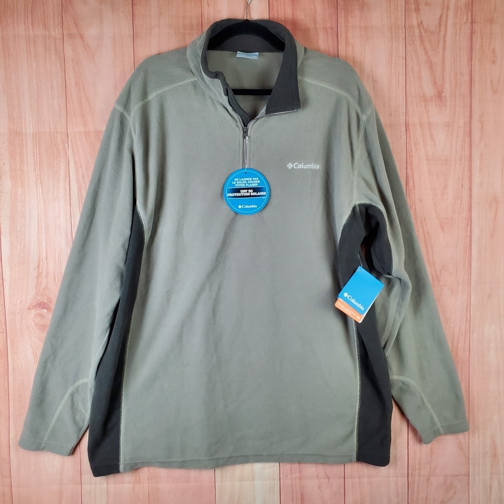 Columbia‎ Omni-Shade Klamath Range II Half Zip Sweatshirt Mens 2XL Gray Logo